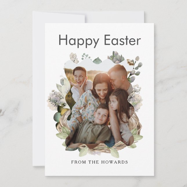 Elegant Modern Floral Easter | Happy Easter Photo Julkort (Framsida)