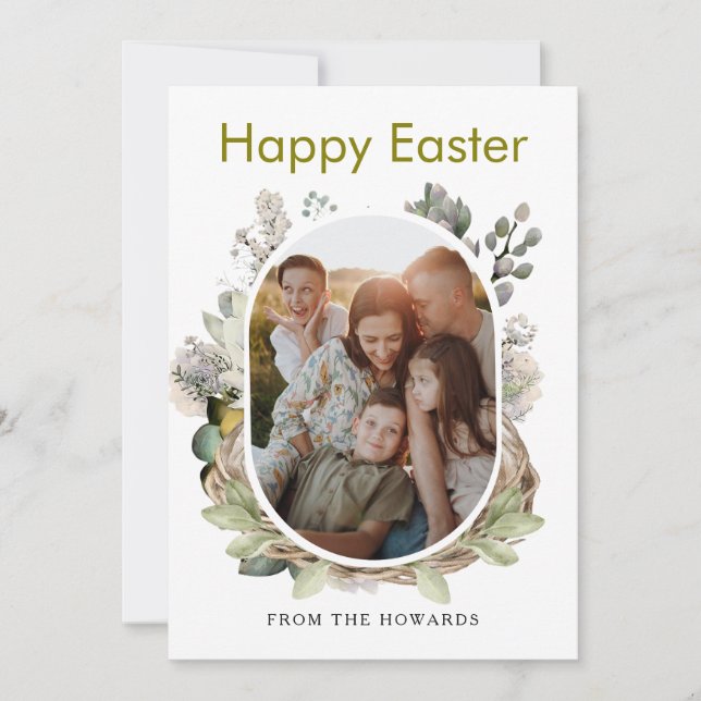 Elegant Modern Floral Easter | Happy Easter Photo Julkort (Framsida)