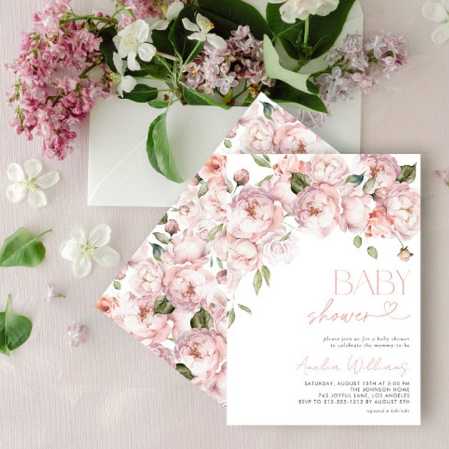 Elegant Modern Floral Girl Baby Shower Inbjudningar (Skapare uppladdad)