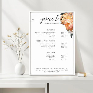 Elegant, Modern, Floral Peony prislista Affisch