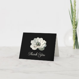 Elegant Modern Flower Black & White Bröllop Tack Kort