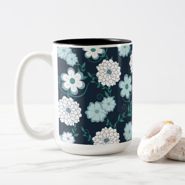 Elegant Modern Flower Två-Tonad Mugg (Med munk)