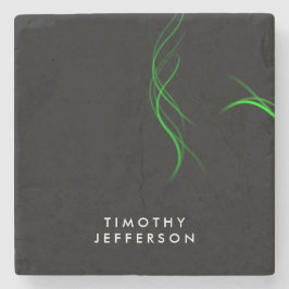 Elegant Modern för anpassad namnsvarig Grönt Kurvo Stenunderlägg