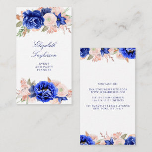 Elegant Modern för marin och Rosa vattenfärgsblomm Visitkort