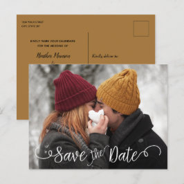 Elegant Modern Fotobryllop Vit Spara Datum Meddelande Vykort