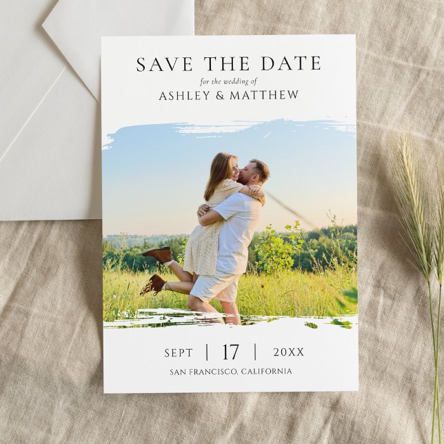 Elegant modern fotobrylloppskort Save the Date Spara Datumet (Skapare uppladdad)