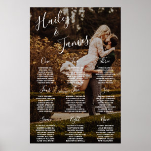 Elegant modern fotobryllops sittplan poster