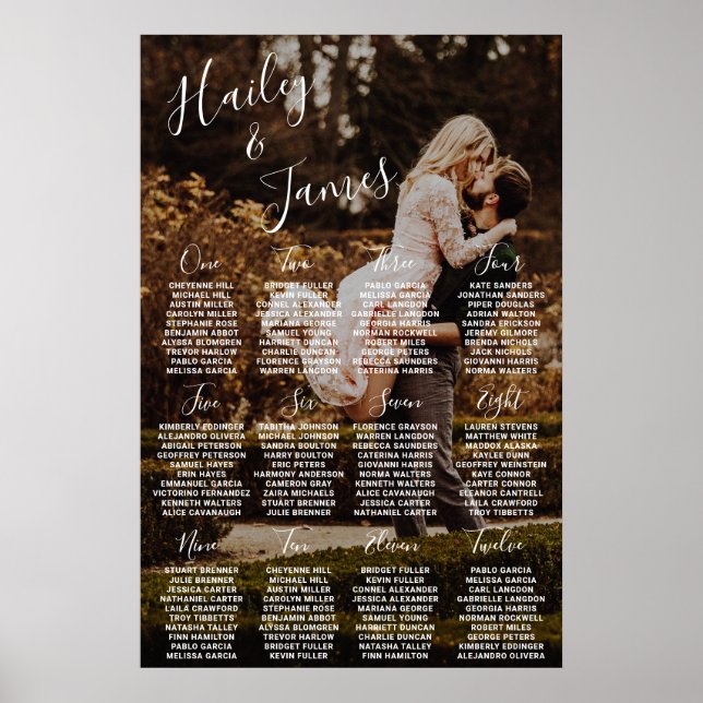 Elegant modern fotobryllops sittplatskarta poster (Framsidan)