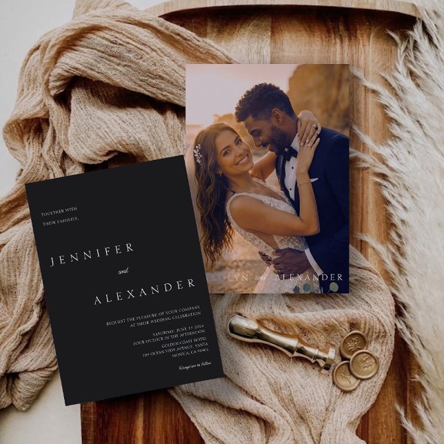 Elegant modern fotobryllopsinbjudan inbjudningar (Elegant Modern Photo Wedding Invitation)