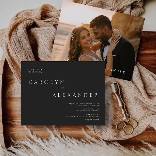 Elegant modern fotobryllopsinbjudan inbjudningar (Elegant Modern Photo Wedding Invitation)