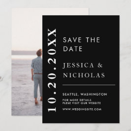 Elegant Modern fotofil med enkelt svart och vitt B Spara Datumet