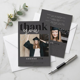 Elegant Modern Fotografi Kol Grattis Till Studente Tack Kort
