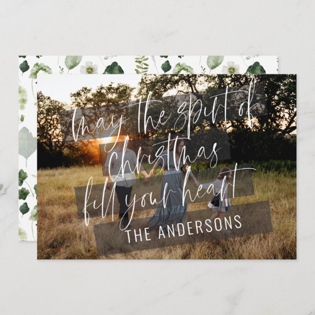 Elegant modern fotojulvänlig familj meddelande (Fram/baksida)