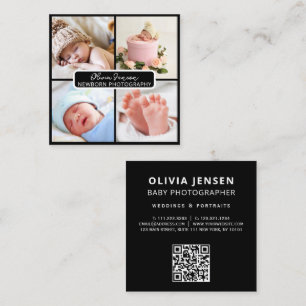 Elegant Modern fotonyfödd fotograf qr-kod Fyrkantigt Visitkort