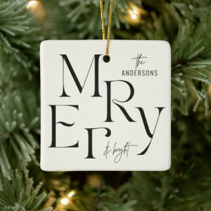 Elegant modern fototypografi för god jul julgransprydnad keramik