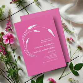 Elegant Modern Fuchsia Rosa Bröllop Inbjudningar