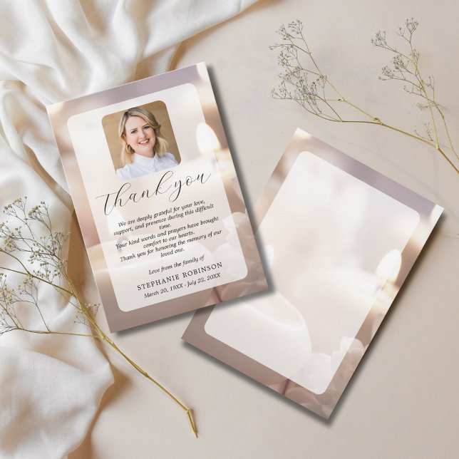 Elegant Modern Funeral Sympathy Memorial Photo Tack Kort (Skapare uppladdad)
