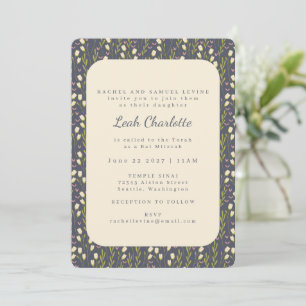 Elegant Modern Garden Blommigt Earthy Bat mitzvah Inbjudningar