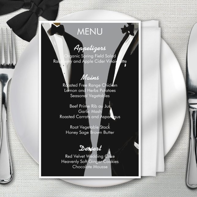 Elegant Modern Gay Manar Bröllop Menu (Skapare uppladdad)