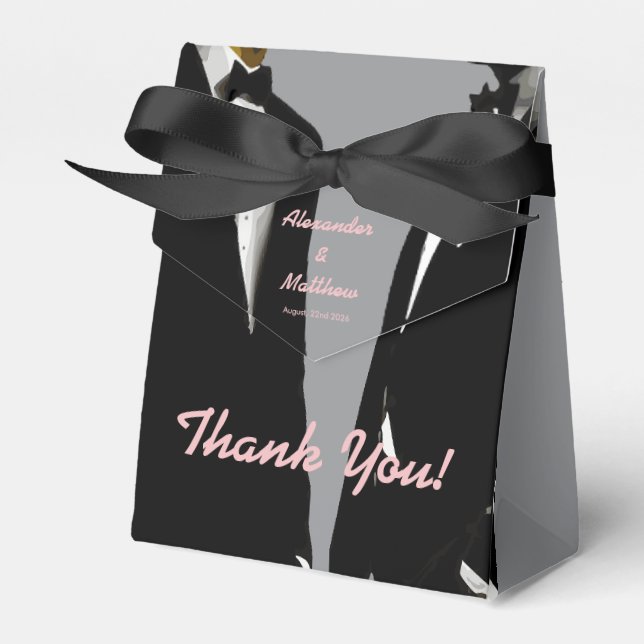 Elegant Modern Gay Manar Bröllop Presentaskar (Framsidan Sidan)