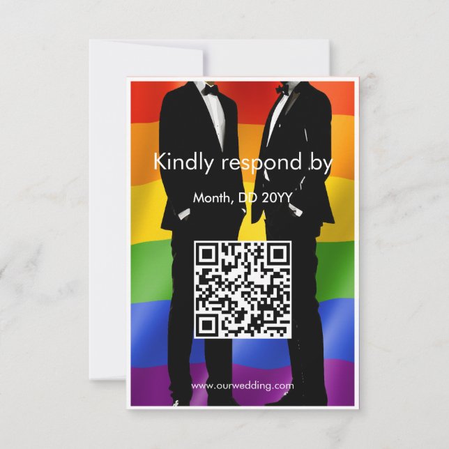 Elegant Modern Gay Manar Bröllop Rainbow OSA Kort (Baksida)