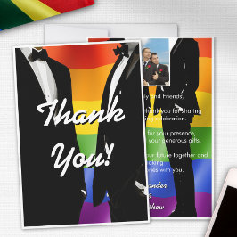 Elegant Modern Gay Manar Bröllop Rainbow Tack Kort