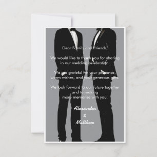 Elegant Modern Gay Manar Bröllop Tack Kort