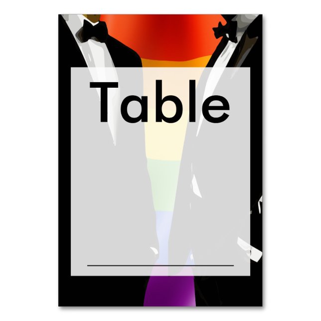 Elegant Modern Gay Mäns Bröllop Regnbåge Bordsnummer (Framsidan)