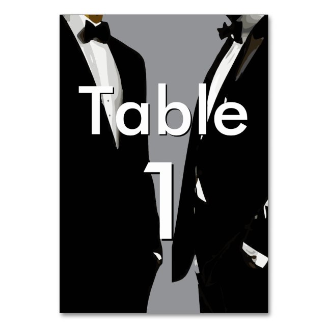 Elegant Modern Gay Men Wedding Rainbow Bordsnummer (Framsidan)