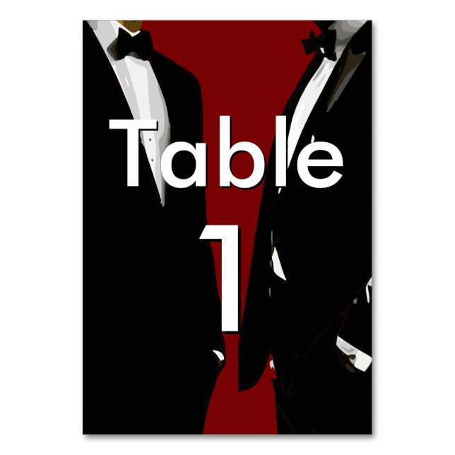 Elegant Modern Gay Men Wedding Rainbow Bordsnummer (Framsidan)