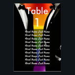 Elegant Modern Gay Men Wedding Rainbow Guest List Bordsnummer<br><div class="desc">The Gay Men Wedding Elegant Modern collection offers a complete suite of coordinating stationery and accessories designed for two grooms. Two grooms in classic black tuxedos against a vibrant rainbow Pride flag, with bold brush script typography that brings a retro-nostalgic edge to a modern celebration. Every piece is fully customizable...</div>