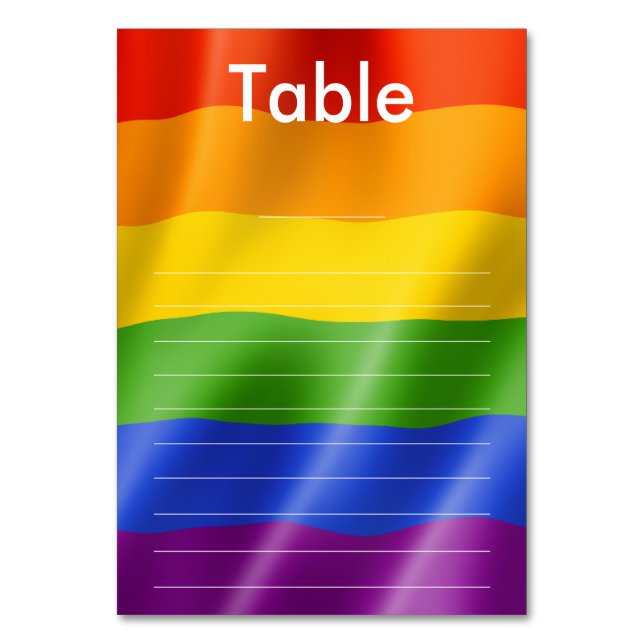 Elegant Modern Gay Men Wedding Rainbow Guest List Bordsnummer (Framsidan)