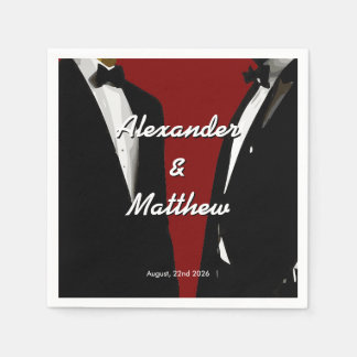 Elegant Modern Gay Men Wedding Rainbow Pappersservett