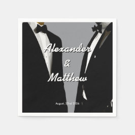 Elegant Modern Gay Men Wedding Rainbow Pappersservett