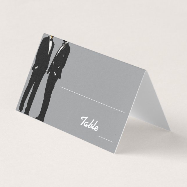 Elegant Modern Gay Men Wedding Rainbow Place Cards Kort (Framsida)