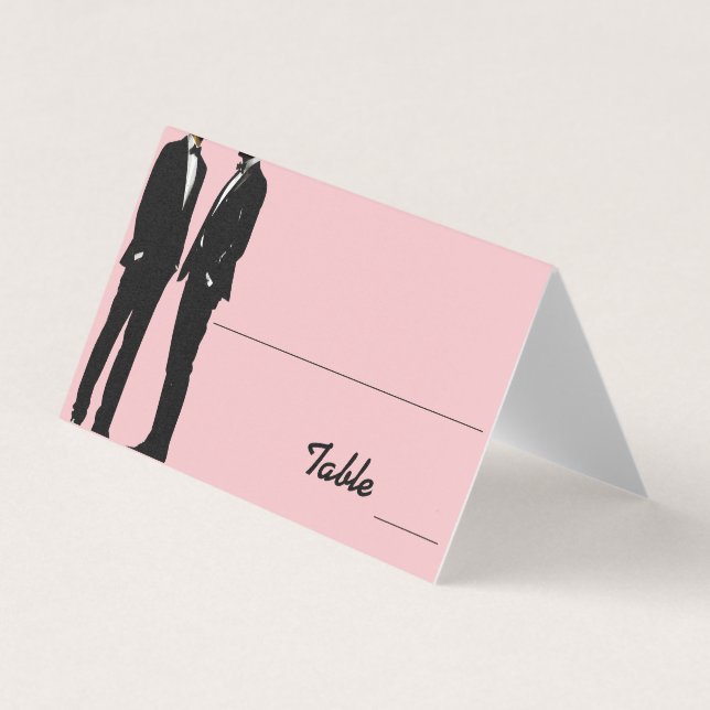 Elegant Modern Gay Men Wedding Rainbow Place Cards Kort (Framsida)