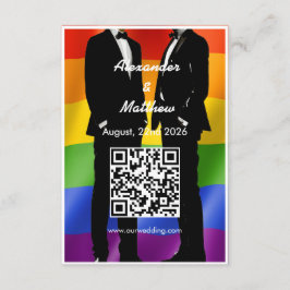 Elegant Modern Gaymans Bröllop Regnbåge QR-kod Tilläggskort