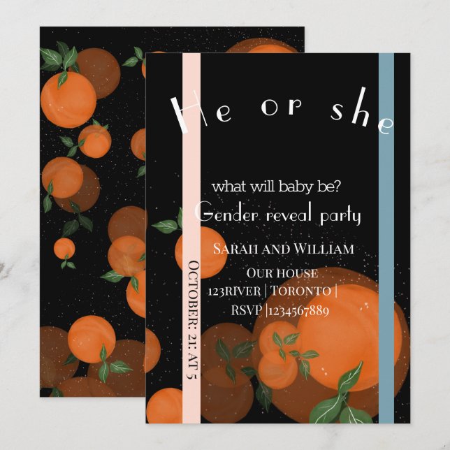 Elegant modern gender visar inbjudan (Fram/baksida)