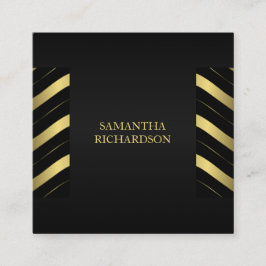 Elegant Modern Geometric Black and Guld Rand Fyrkantigt Visitkort