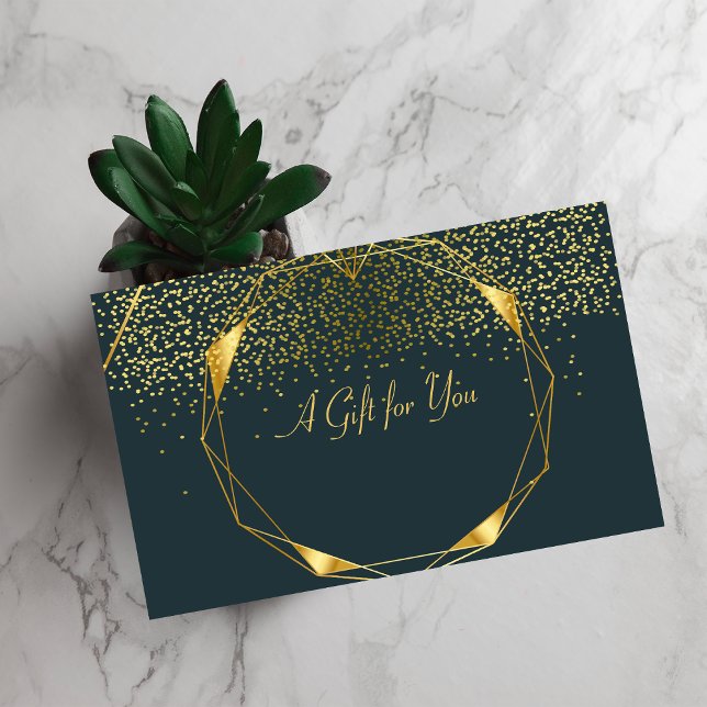 Elegant Modern Geometric Guld Linjer, Konfetti Rabattkort (Skapare uppladdad)