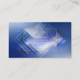 Elegant Modern Geometrisk Blå & Vit Diamant Visitkort