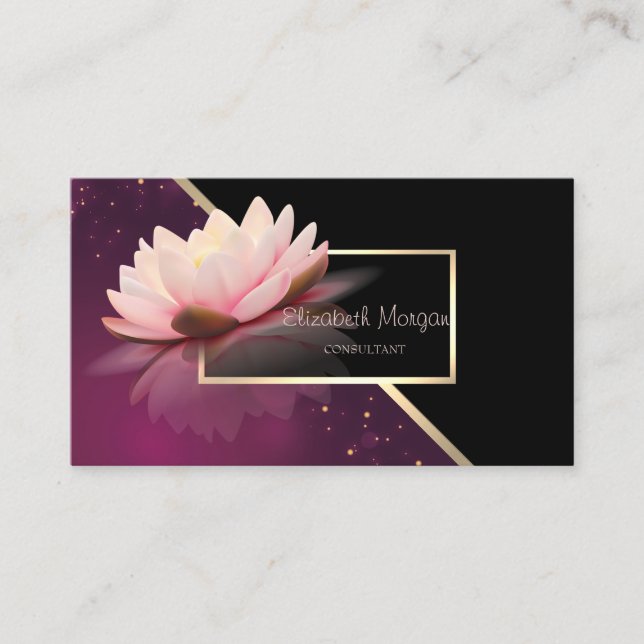Elegant Modern Geometrisk, Elegant Lotus Visitkort (Framsida)