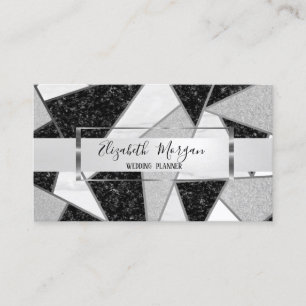 Elegant Modern Geometrisk Marmor, Silverram Visitkort