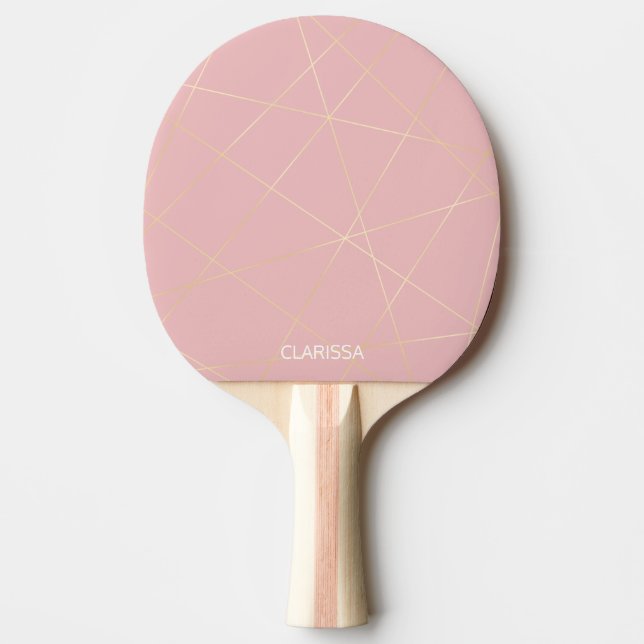 Elegant modern geometrisk mönster för  rosa guld pingisracket (Framsidan)