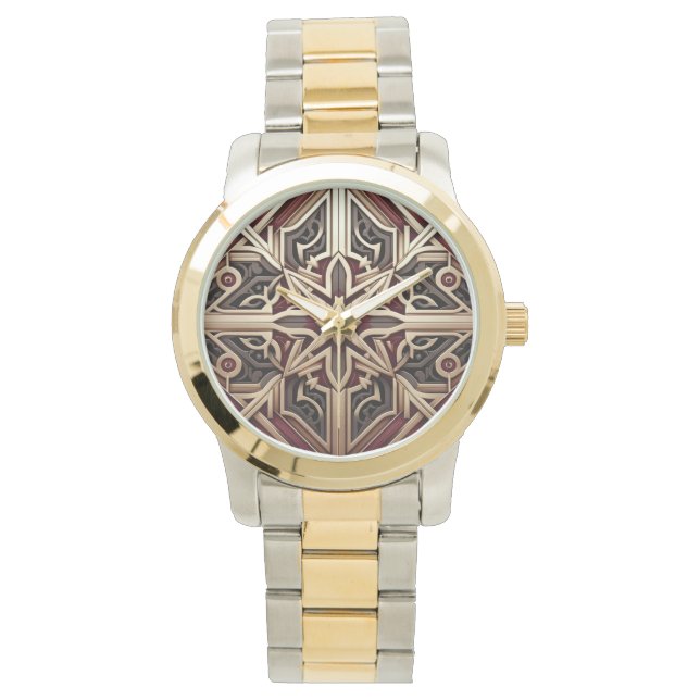 Elegant modern geometrisk stjärnmönstrad armbandsur (Framsida)