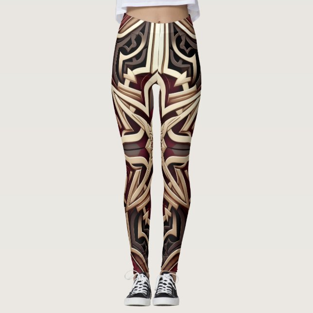 Elegant modern geometrisk stjärnmönstrad leggings (Framsida)
