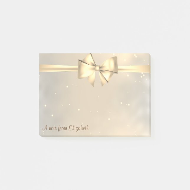 Elegant Modern Girly,Guld Bow - Personlig Post-it Block (Framsida)