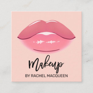 Elegant Modern Girly Rosa Läppar Makeup Artist Squ Fyrkantigt Visitkort