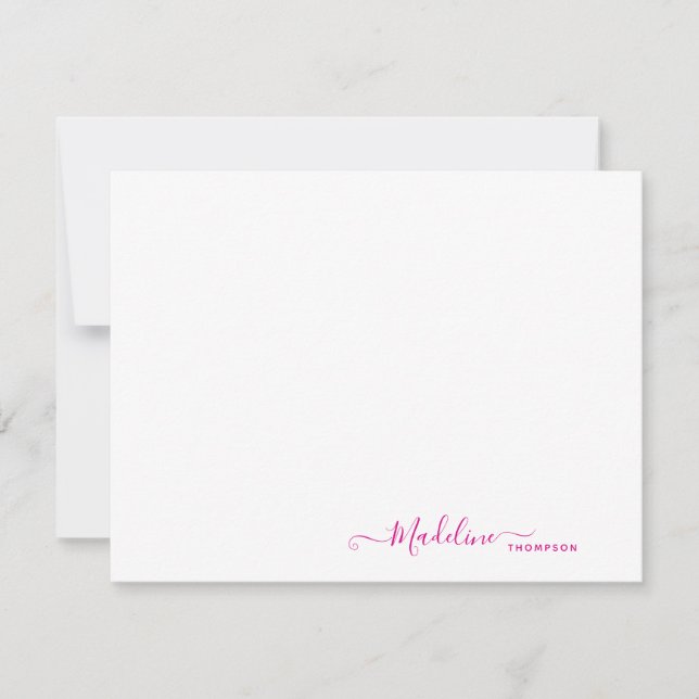 Elegant Modern Girly Script-Magenta Anteckningskort (Framsida)
