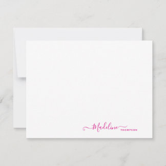 Elegant Modern Girly Script-Magenta Anteckningskort
